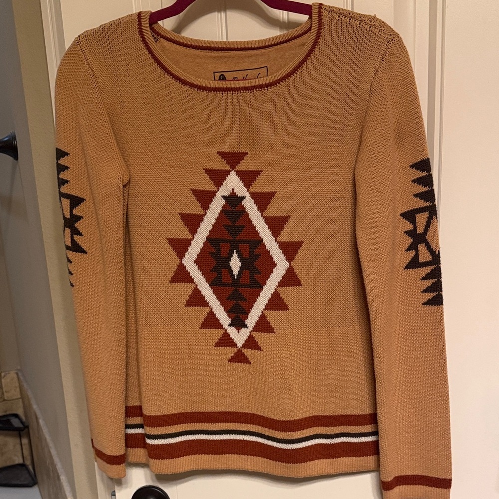 Stylish Geometric Tan Sweater by Andree